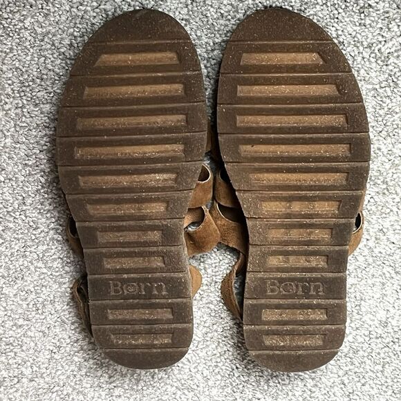 Born La Porta Fiat Cut Out Tan Suede Sandals Womens Size 7,‎ Eur 38 - Picture 4 of 6